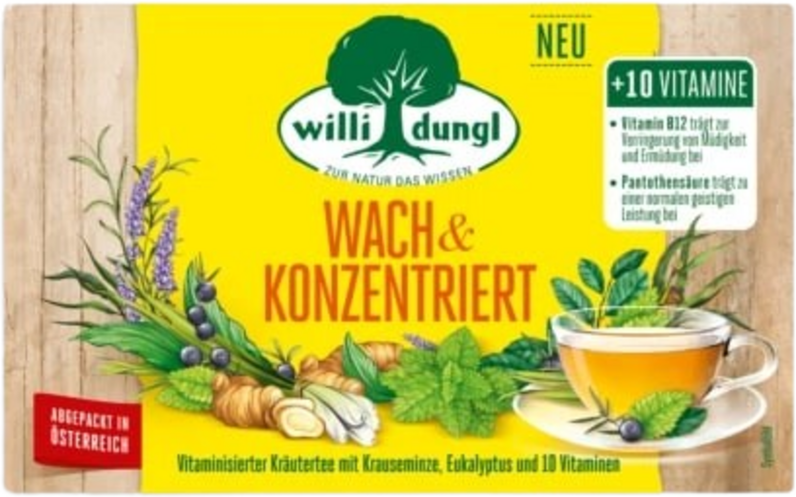 Willi Dungl  Kräutertee Wach & Konzentriert, 20 Doppelkammerbeutel (36 g)