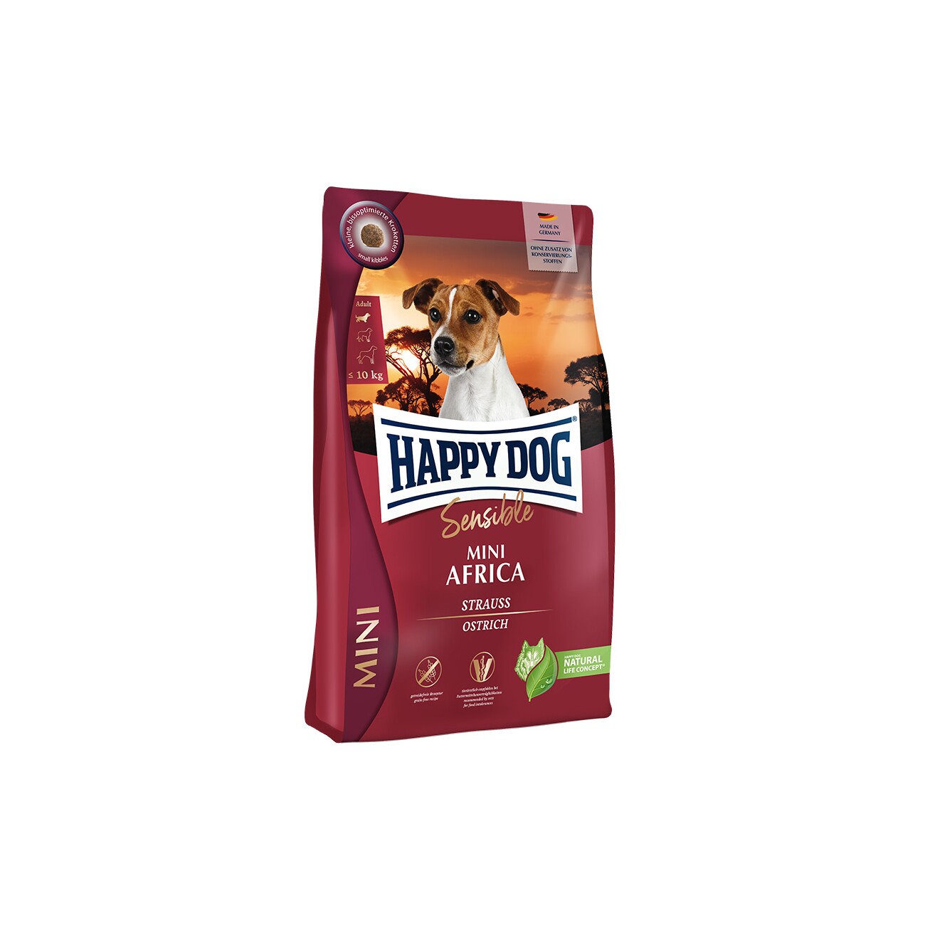 HAPPY DOG Sensible Trockenfutter Hund Adult, Mini Africa 800 g