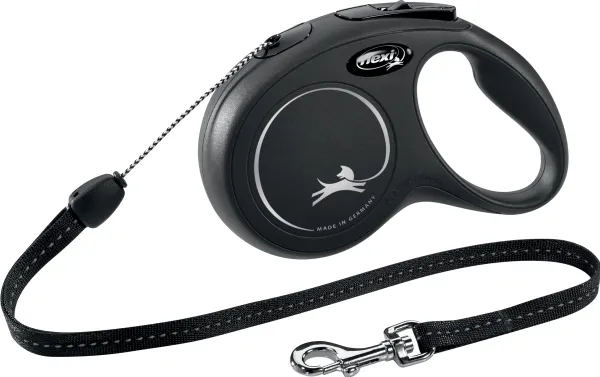 Flexi New CLASSIC 8 m Sort Hund Fleksibel hundesnor, 12kg