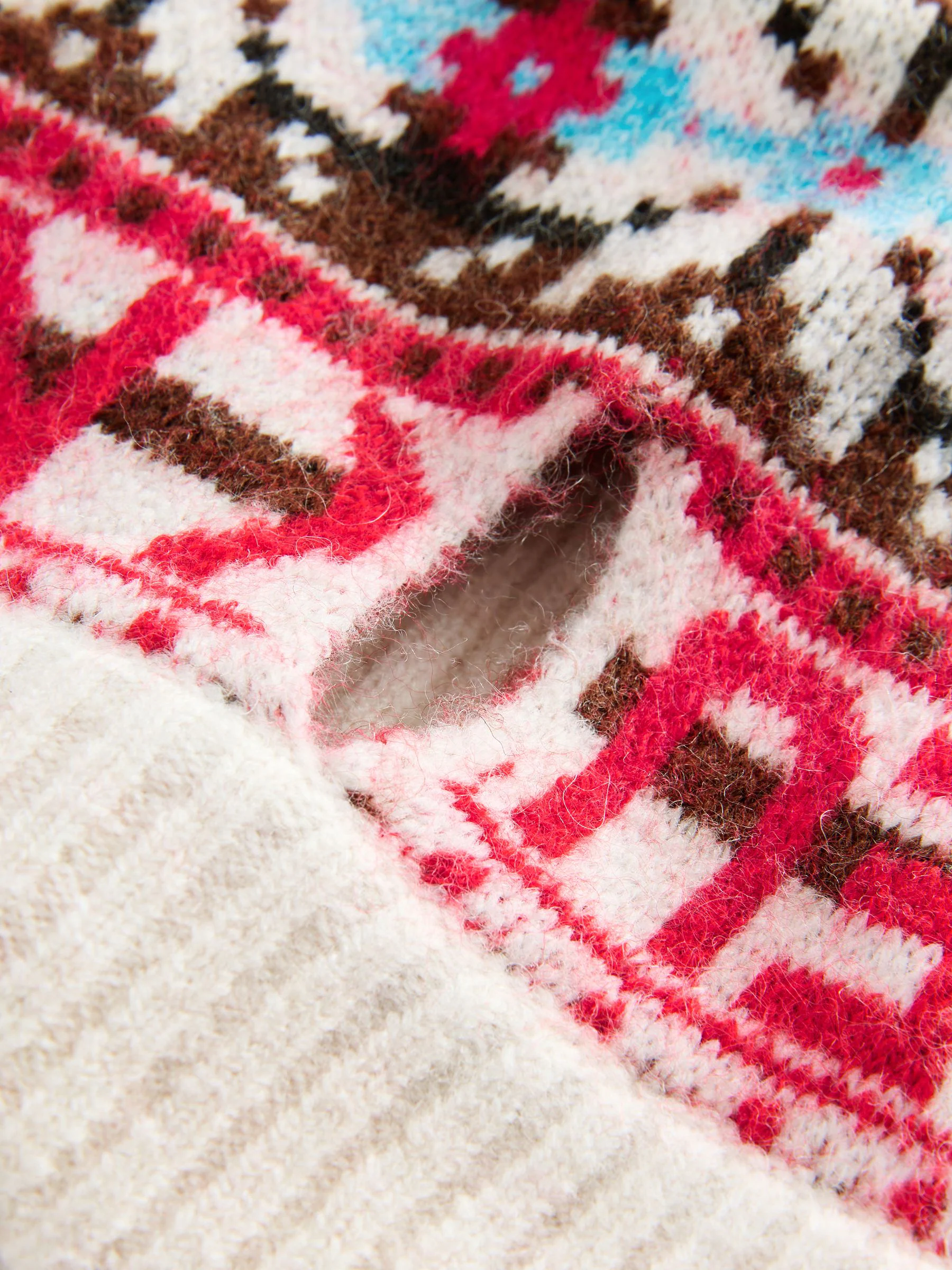 Red Blue Multi Fairisle Pattern - Gebreide hondentrui