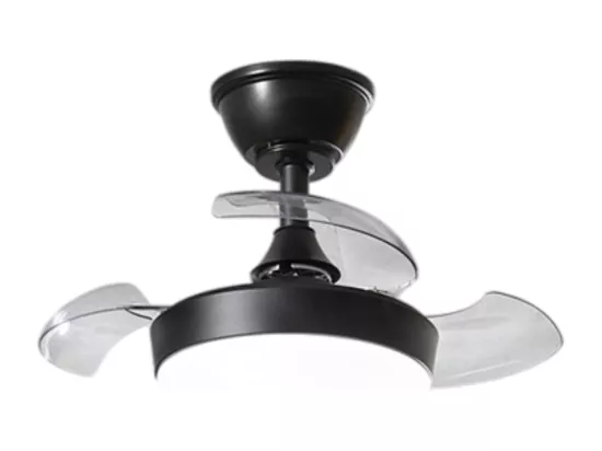 Ventilateur plafond Perenz 7169B CT noir d.56 cm, 3 pales rétractables, moteur DC 24W, 6 vitesses, design compact