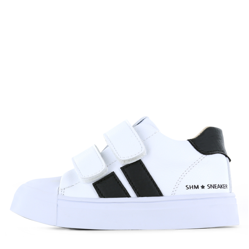 Shoesme witte sneaker met zwarte stripings Microfiber leer | Uni schoenen
