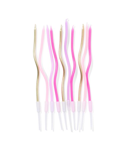 bougies de gâteau torsadées roses lot de 10