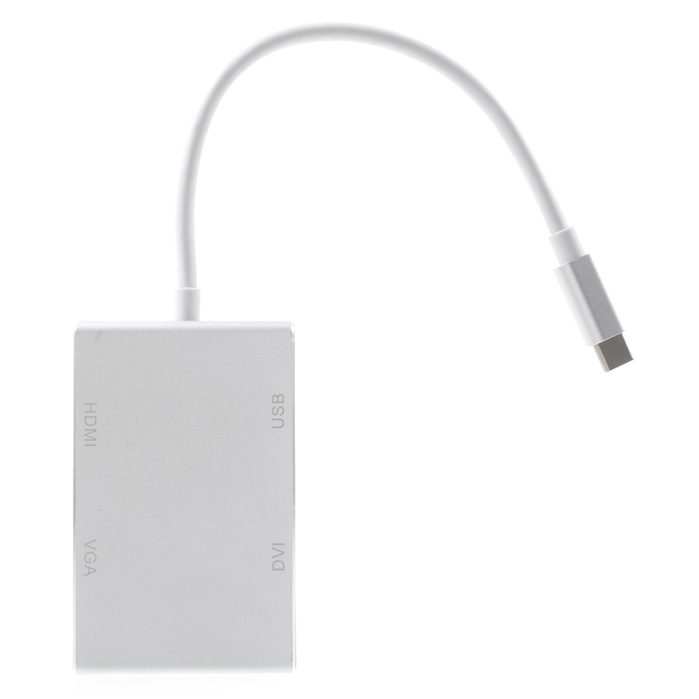 USB C Multiport Adapter mit VGA / HDMI / DVI / USB 3.0 - Silber