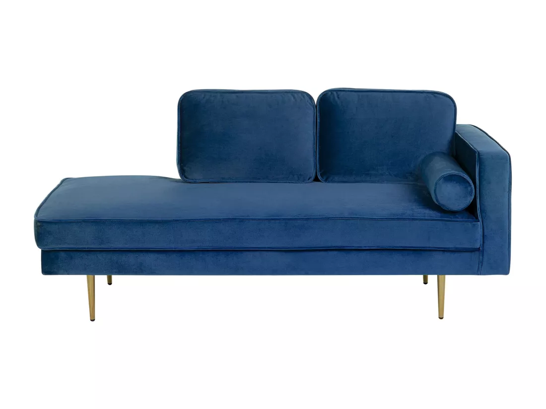Méridienne en velours bleu marine côté droit MIRAMAS