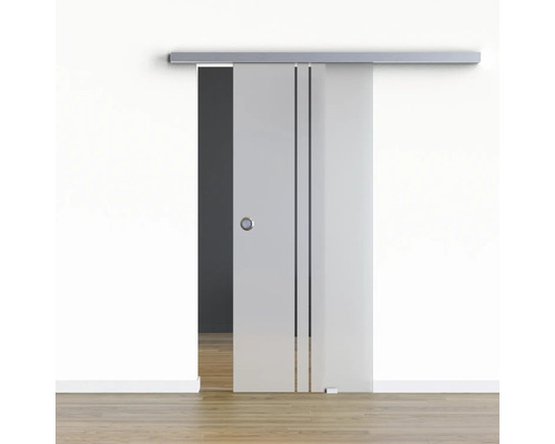 Pertura glazen schuifdeur complete set Glera String 900x2050 mm incl. beslag Selir aluminium RVS look, verzonken greep