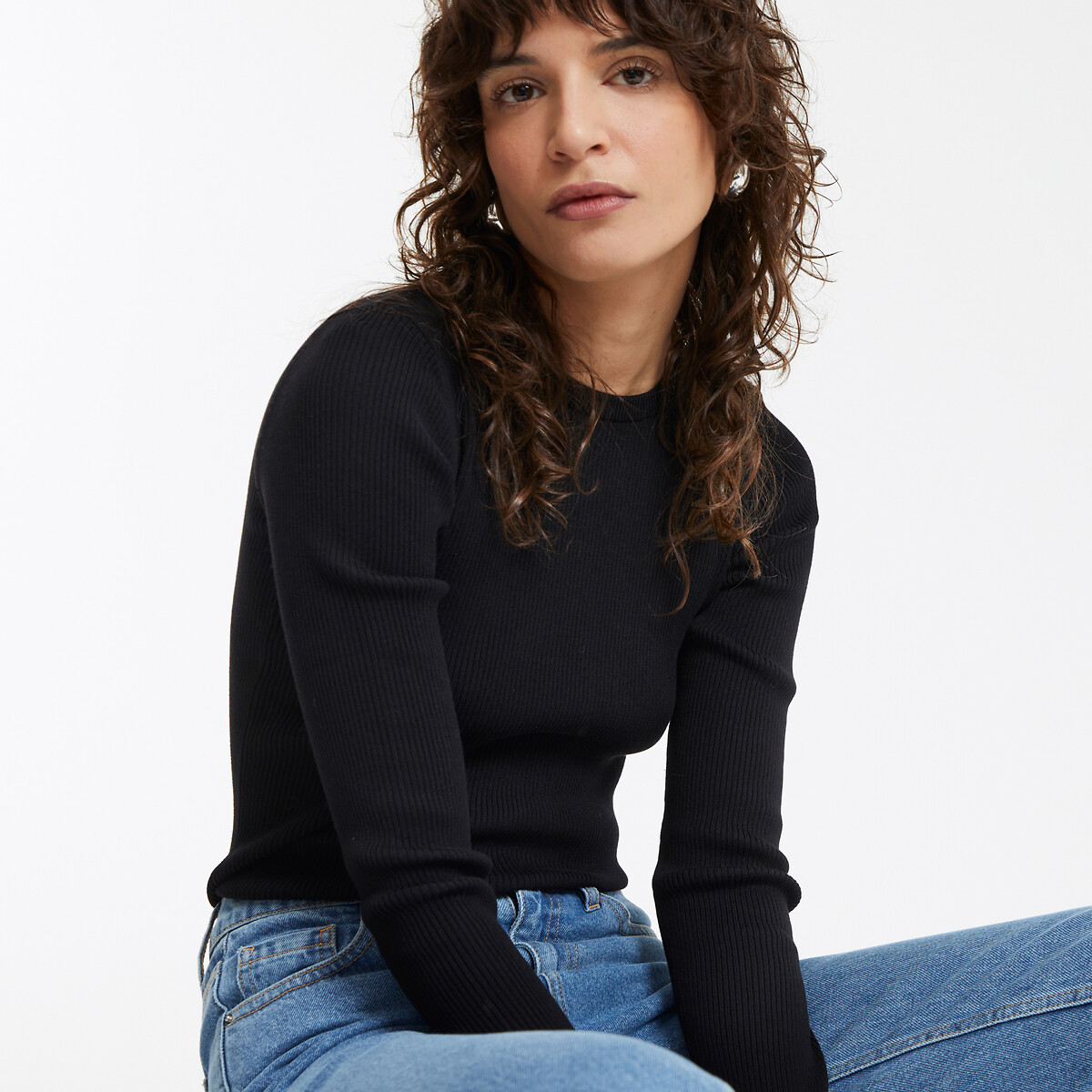 COLEÇÃO LA REDOUTE<br>Suéter em malha fina com gola redonda