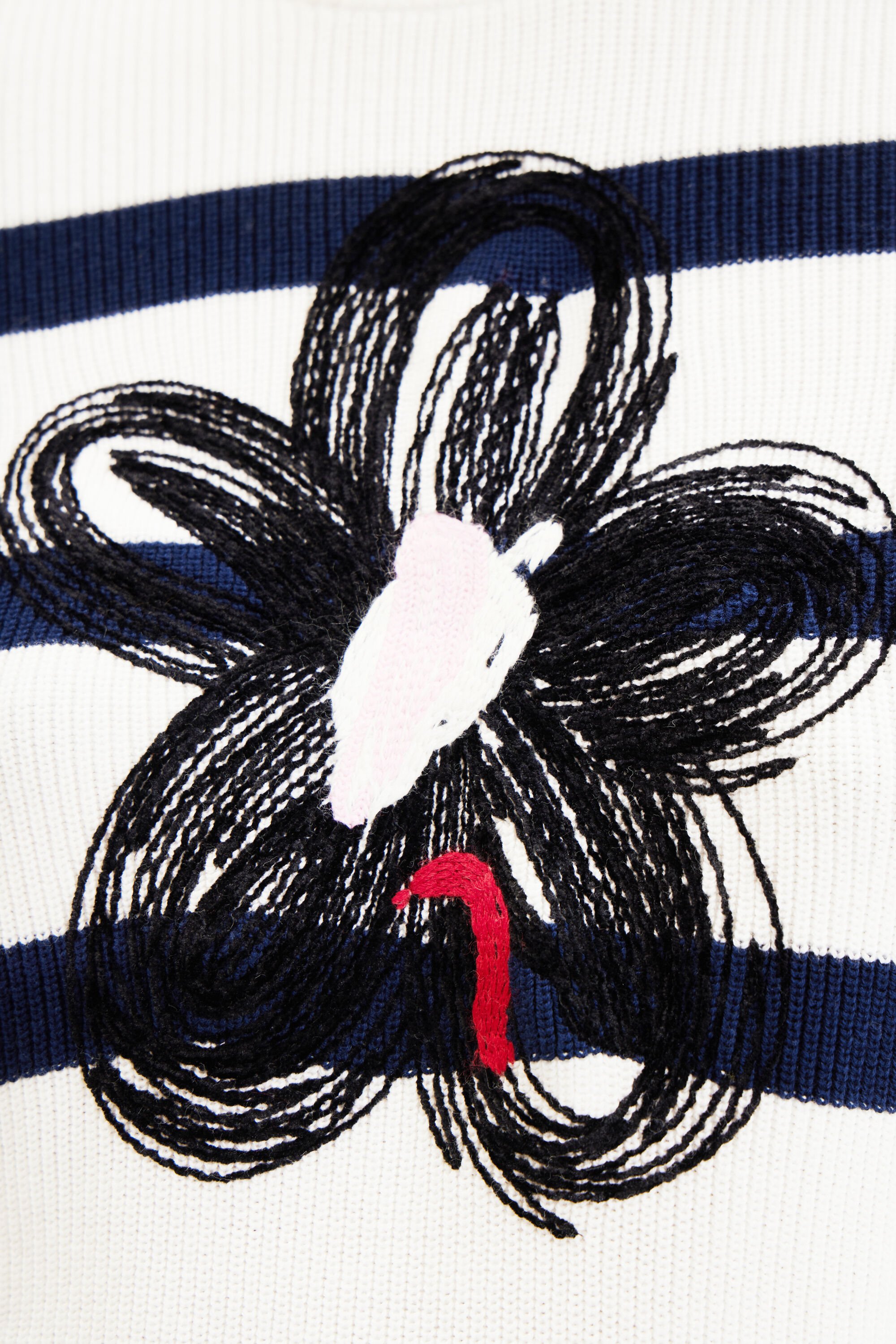 Pull rayures fleur