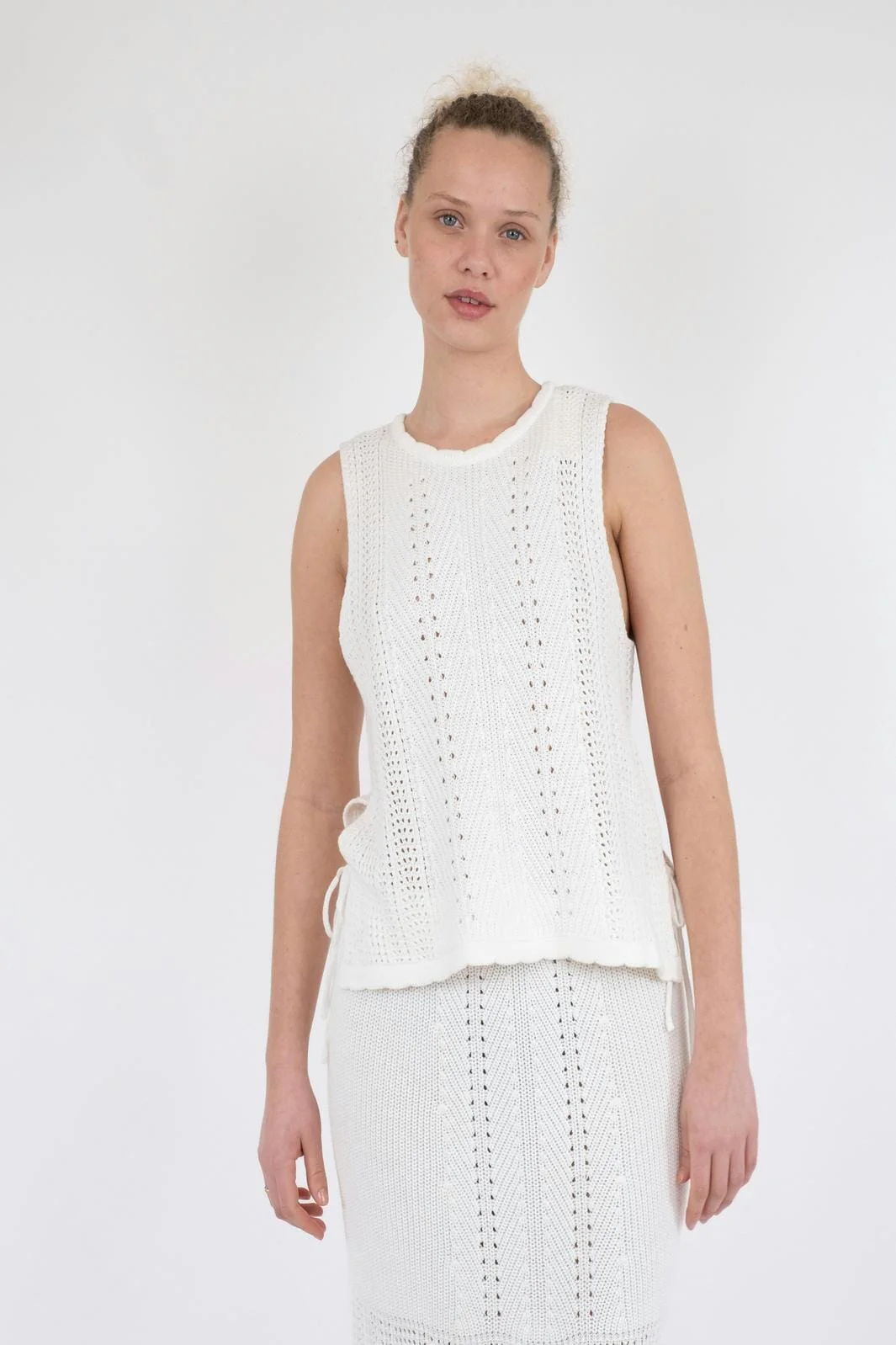 Neo Noir Aritza Crochet Knit Top white