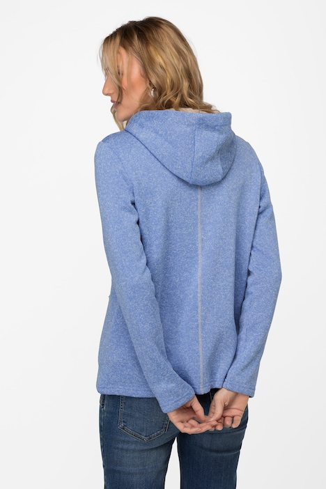 Strickfleece-Jacke, Kapuze, Zipptaschen