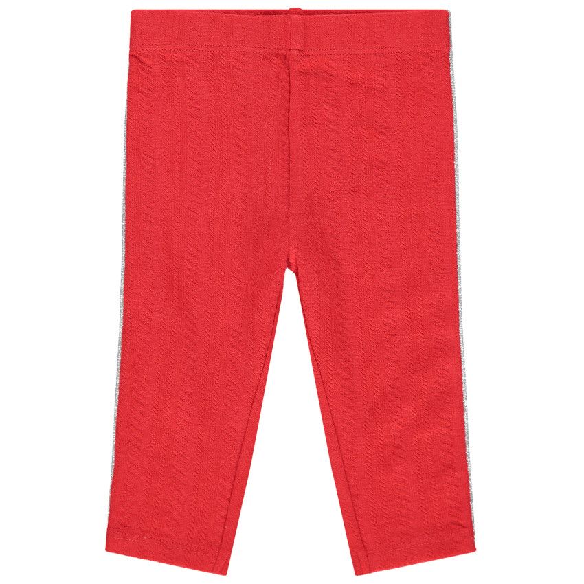 Legging court en jersey fantaisie et touches argentées - Rouge