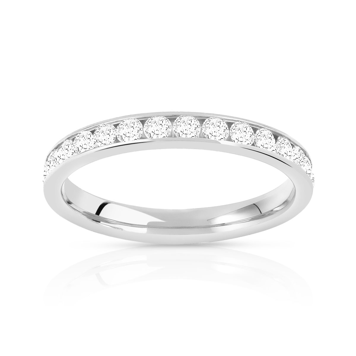 Alliance or 750 blanc diamants synthétiques 1ct