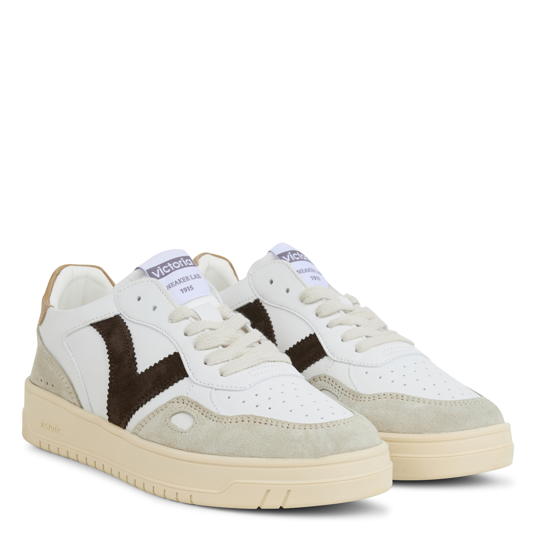 Baskets à plateforme en cuir velours | Beige