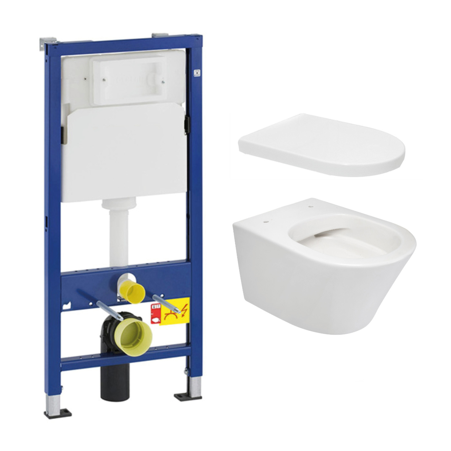 Geberit UP100 toiletset met Mueller Afesta randloos toilet en softclose zitting