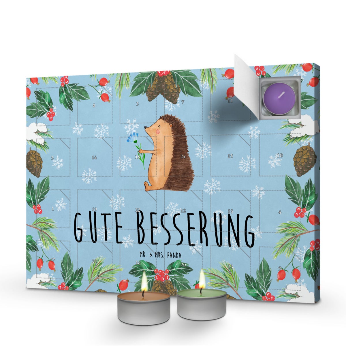 Mr. & Mrs. Panda Geurkaars Adventskalender Egelbloemen - Pastelblauw