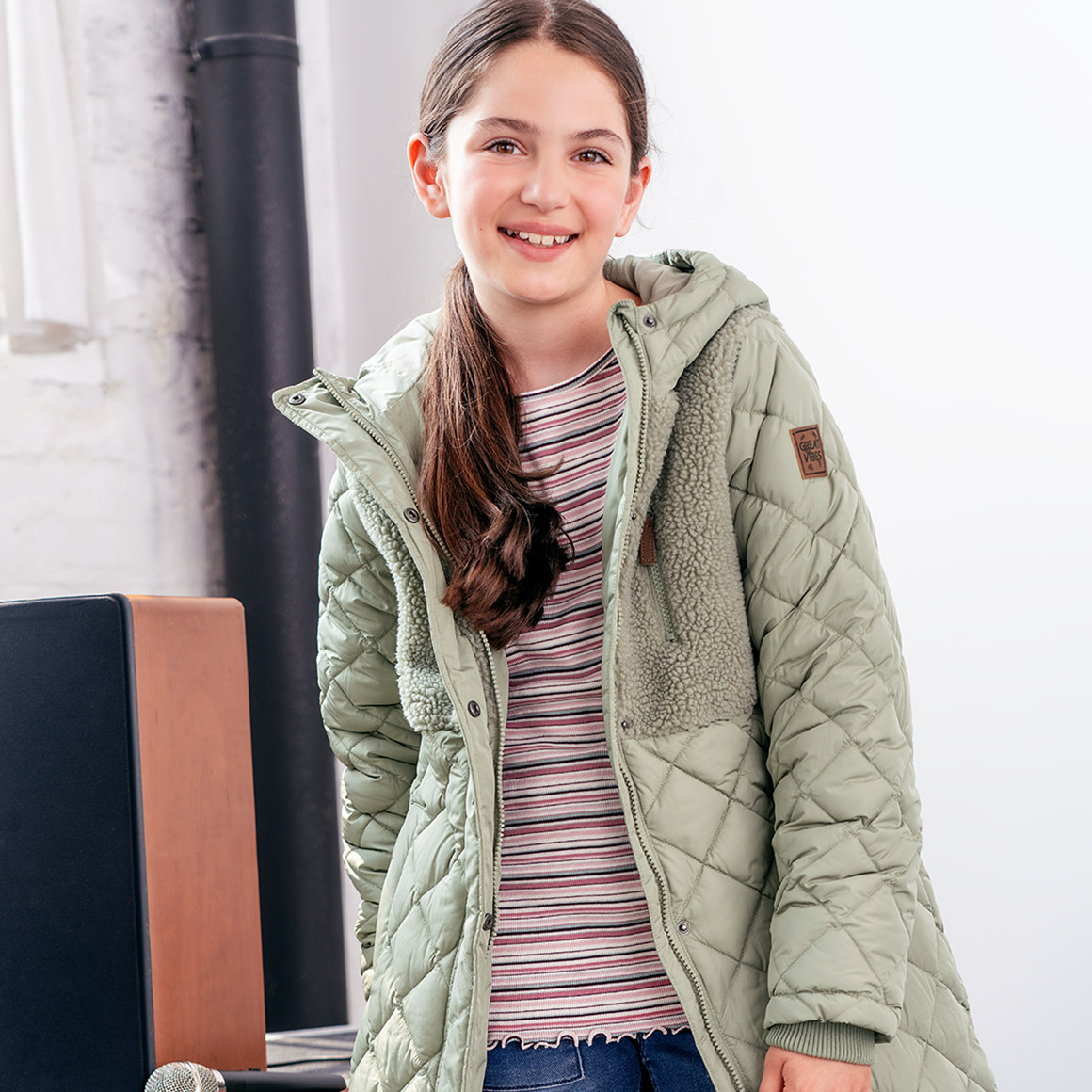 Yigga Mädchen Steppjacke mit Teddybesatz helloliv