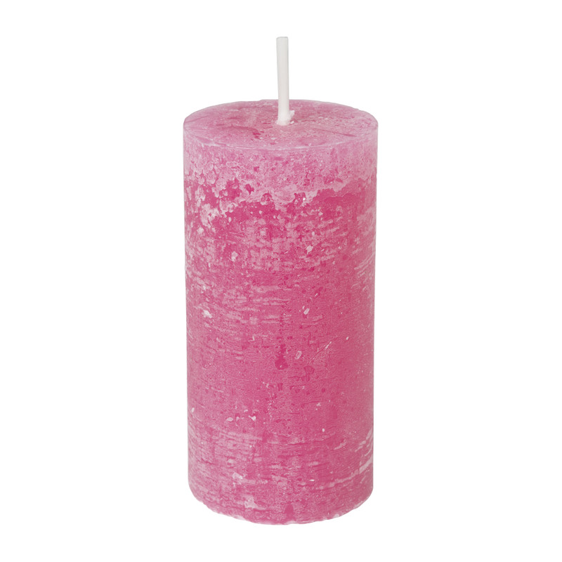 Kaars rustiek - roze - ø5x10 cm
