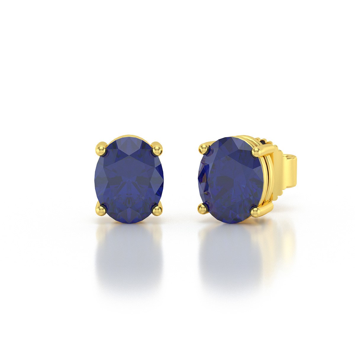 Boucles d'oreilles ADEN Or 585 Jaune et Saphir forme Ovale 1.02grs 4MM