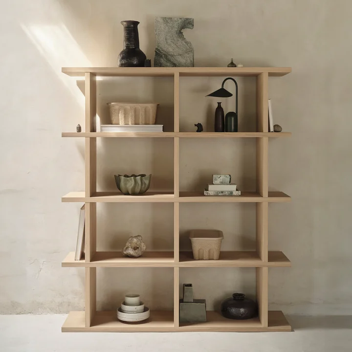 Ferm Living - Kona Bücherregal 1 x 4, 75 x 141 cm, Eiche natur