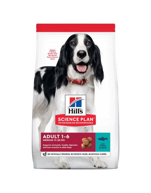 Hill's Canine Adult Medium Breed - Hondenvoer - Tonijn Rijst 2.5 kg