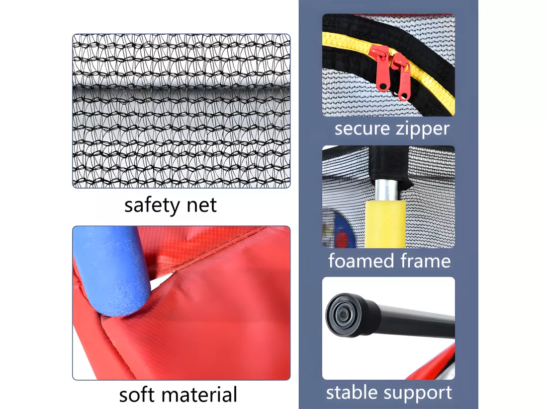 Trampoline avec panier de basket - à l'intérieur et l'extérieur - structure en acier galvanisé - Multicolore