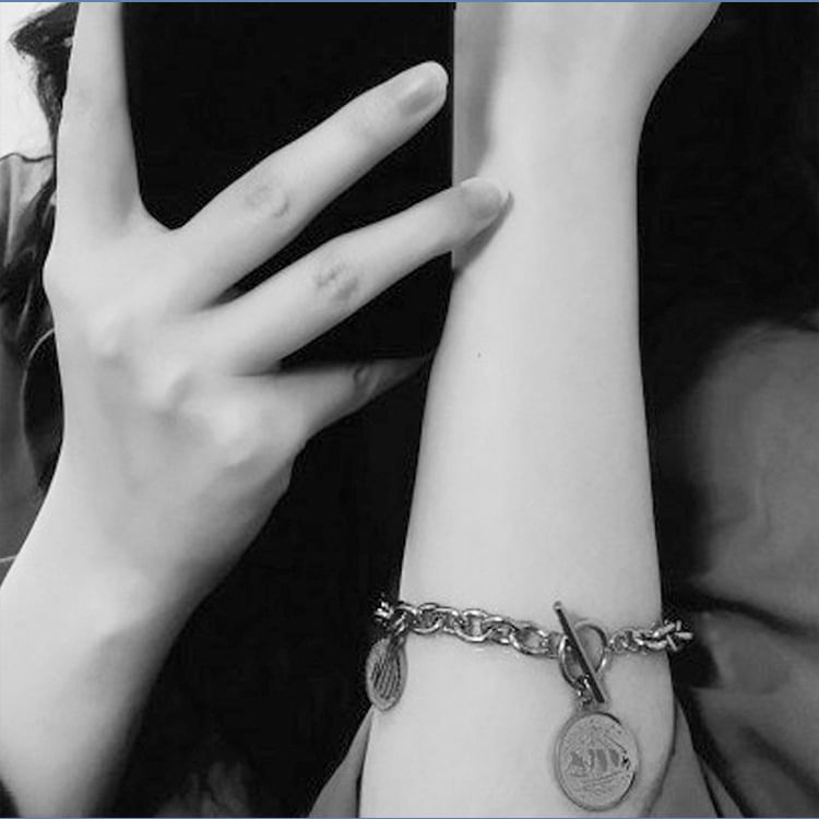 Malikasa - Schijfhanger / Armband van roestvrij staal / Set