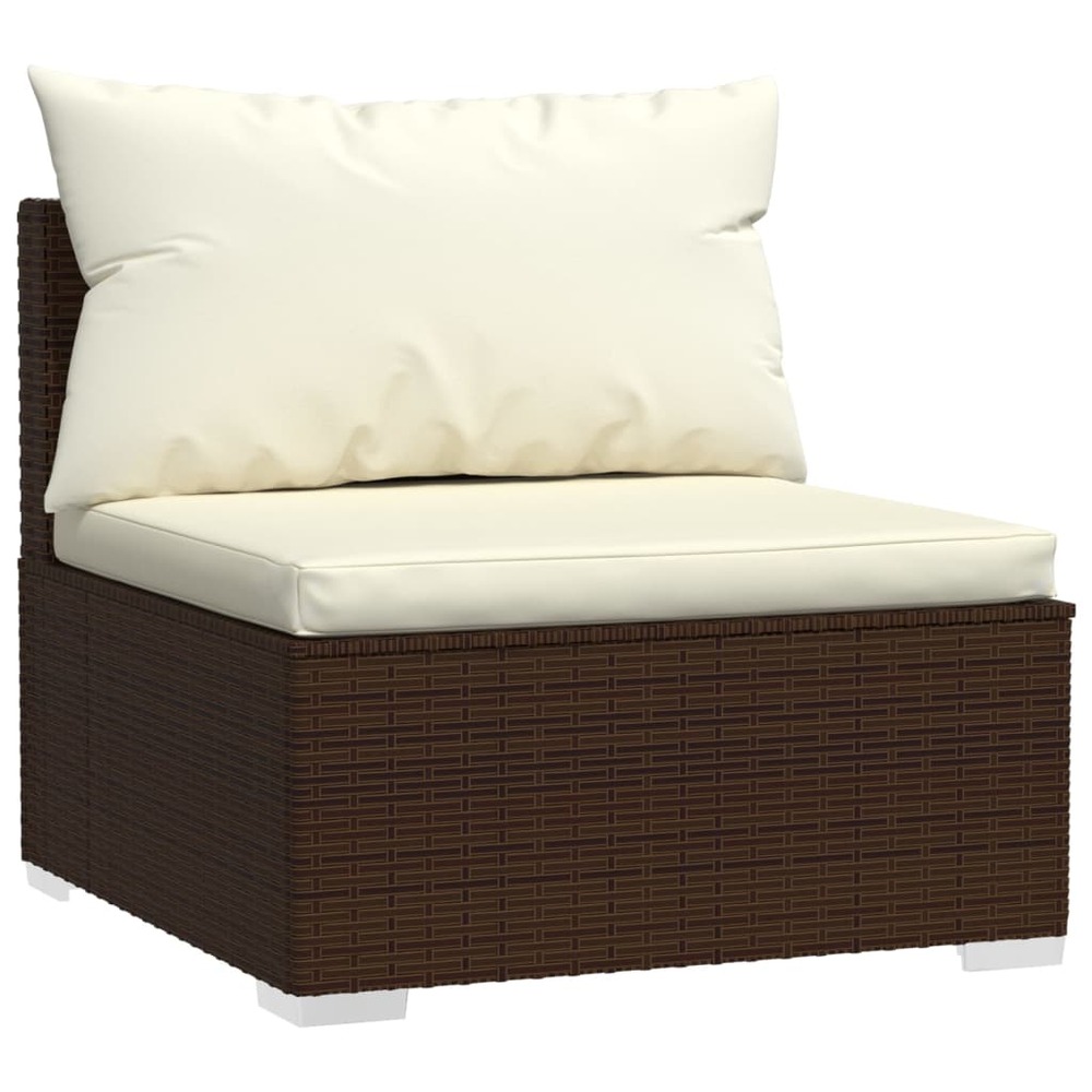Salon de jardin meuble d'extérieur ensemble de mobilier 7 pièces avec coussins résine tressée marron