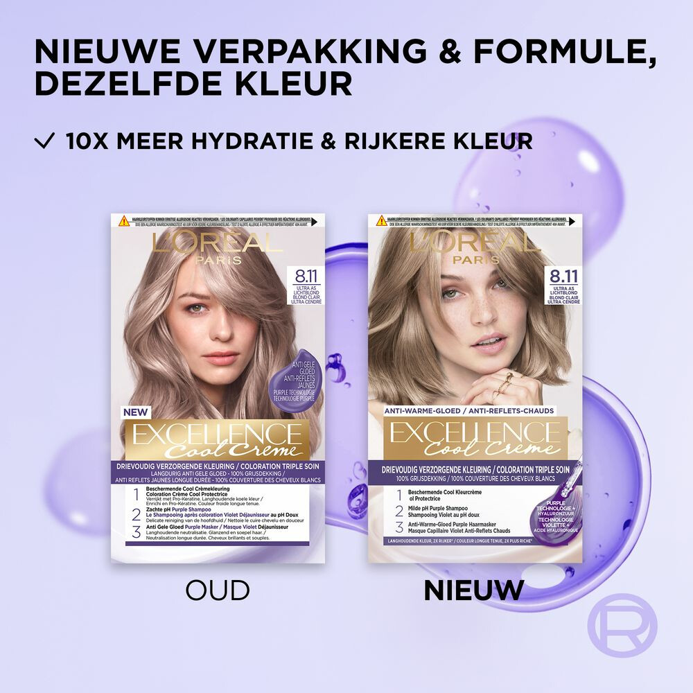 L'Oréal Excellence Cool Crème Permanente Crèmekleuring 8.11 - Ultra As Lichtblond