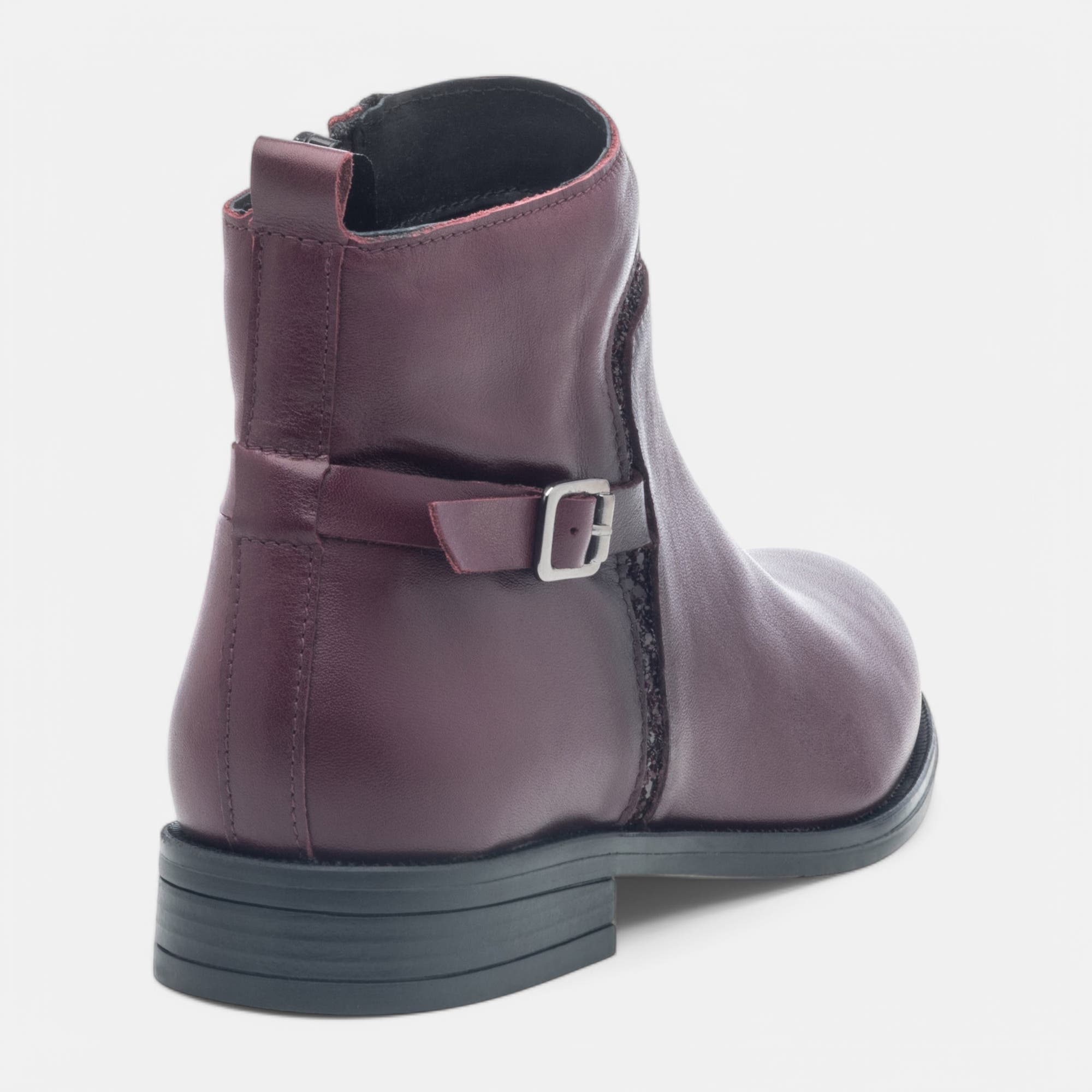 Bottines Femme en cuir bordeaux