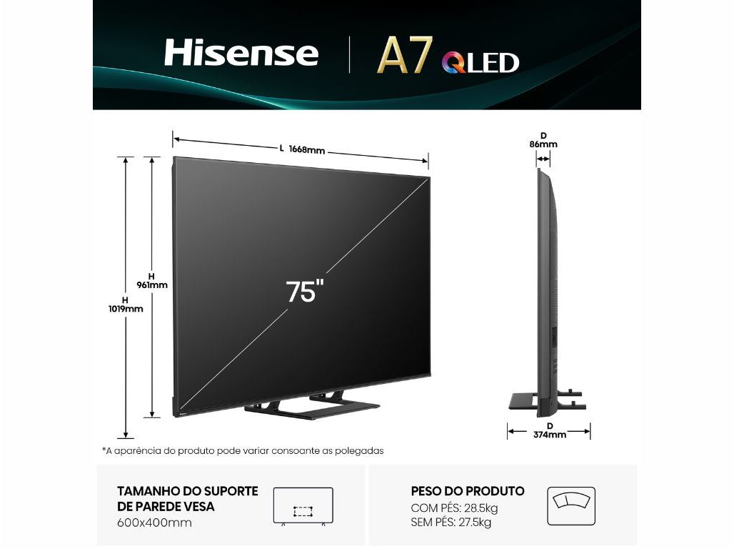 TV QLED HISENSE 65A7Q (65\
