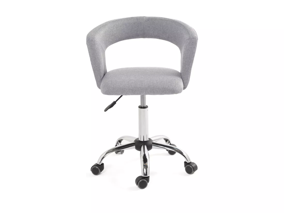 Chaise bureau roulettes siège tissu rembourré hauteur réglable pivotant pied chrome AYA (gris)