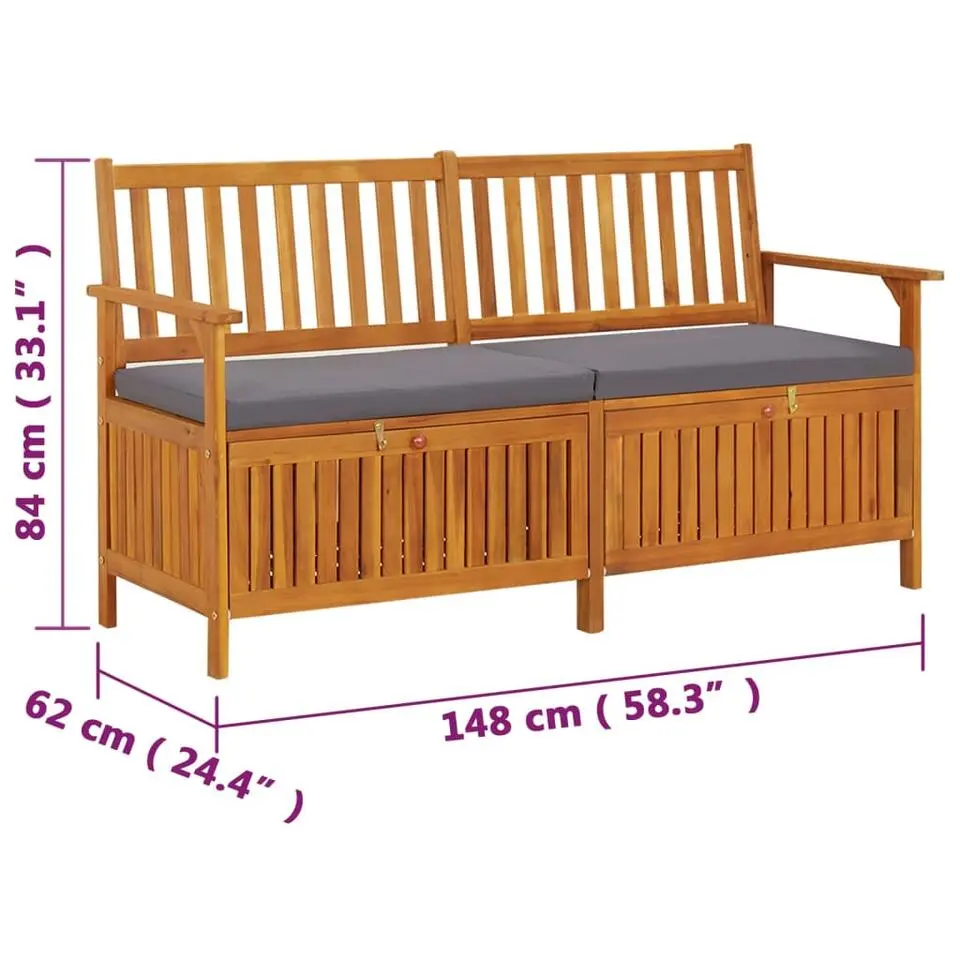 vidaXL - Bank - Grijs - Hout - 148 x 62 x 84 cm