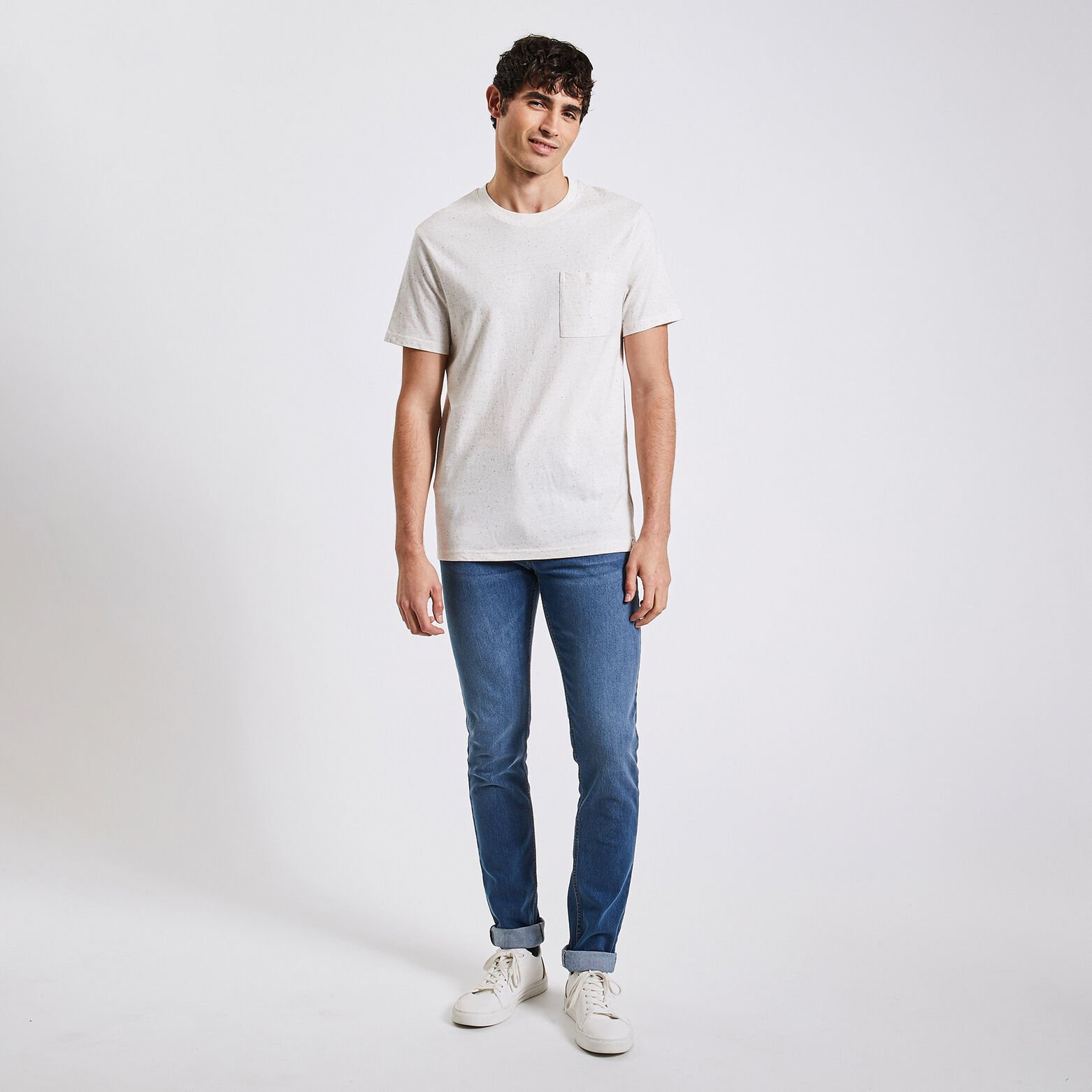 Jean slim en coton et polyester recyclés Bleu