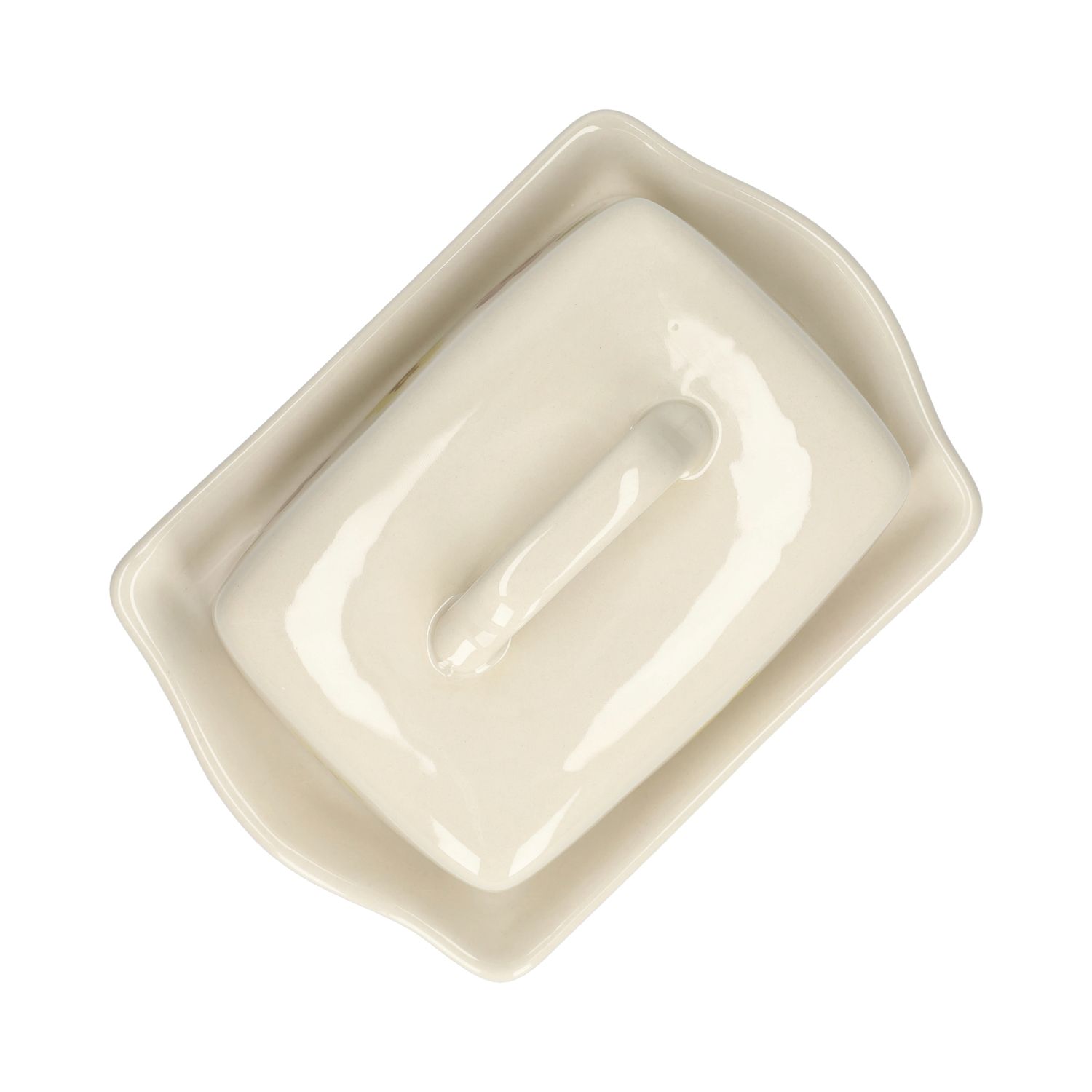 Botervloot, steengoed, viooltjes, 18,5 x 13,5 cm