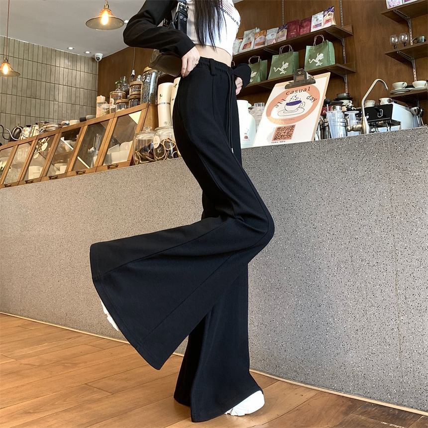 Horrysonie - Effen wijde broek met trekkoordtaille