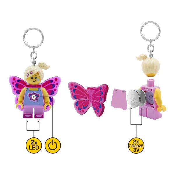 Køb Euromic Lego® Iconic Butterfly Girl Nøglering Med LED Lys