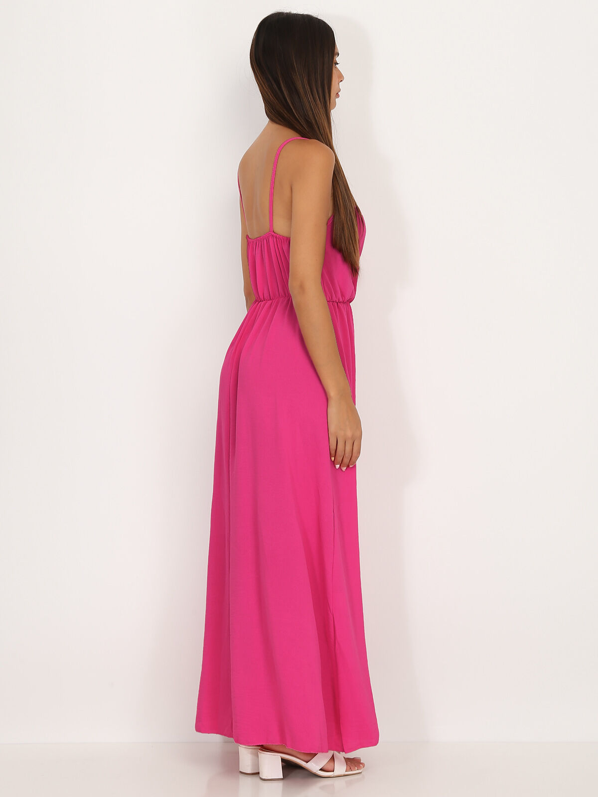 Robe longue portefeuille- Fuchsia foncé