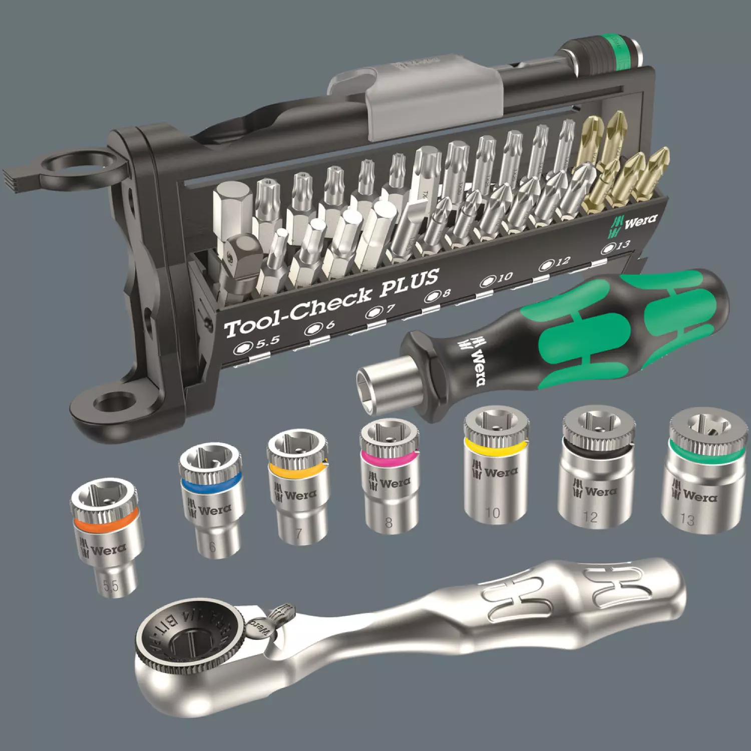 Wera 05150150001 9750 57-delige Kraftform Kompakt en Tool-Check PLUS set in schuimstof inleg