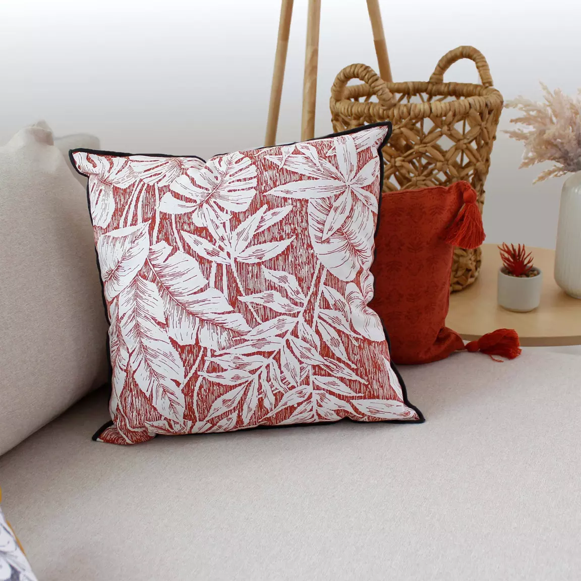 Coussin carré coton (40 x 40 cm) Bundi Terracotta
