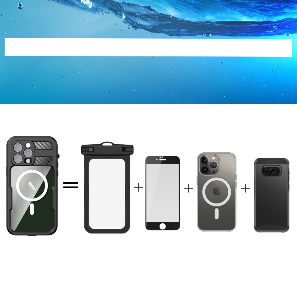 iPhone 14 Pro Wasserfeste MagSafe Outdoor Schutz Hülle (IP68) - Schwarz / Transparent