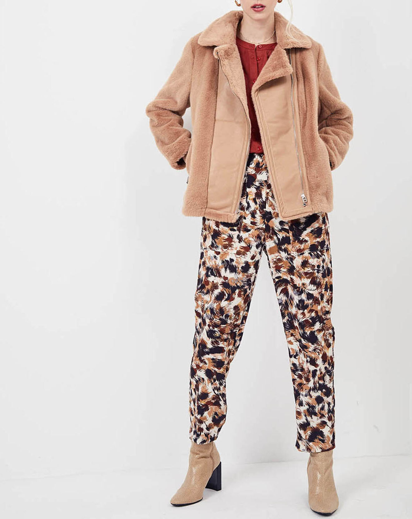 See u Soon Pantalon Fuchsia imprimé multicolore