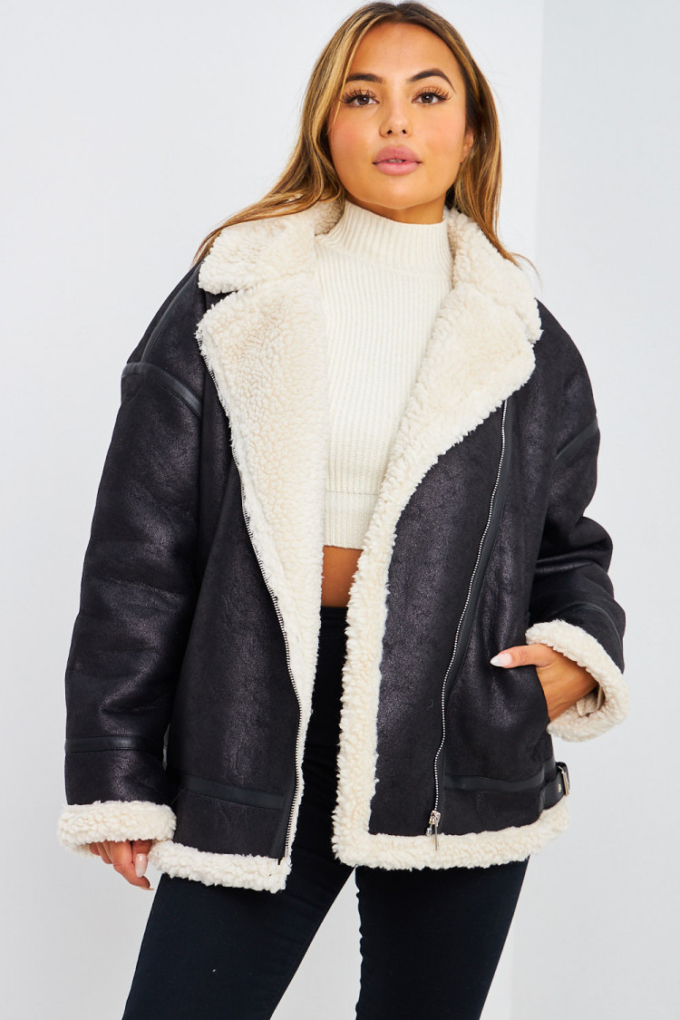 Bomber aviateur noir / beige