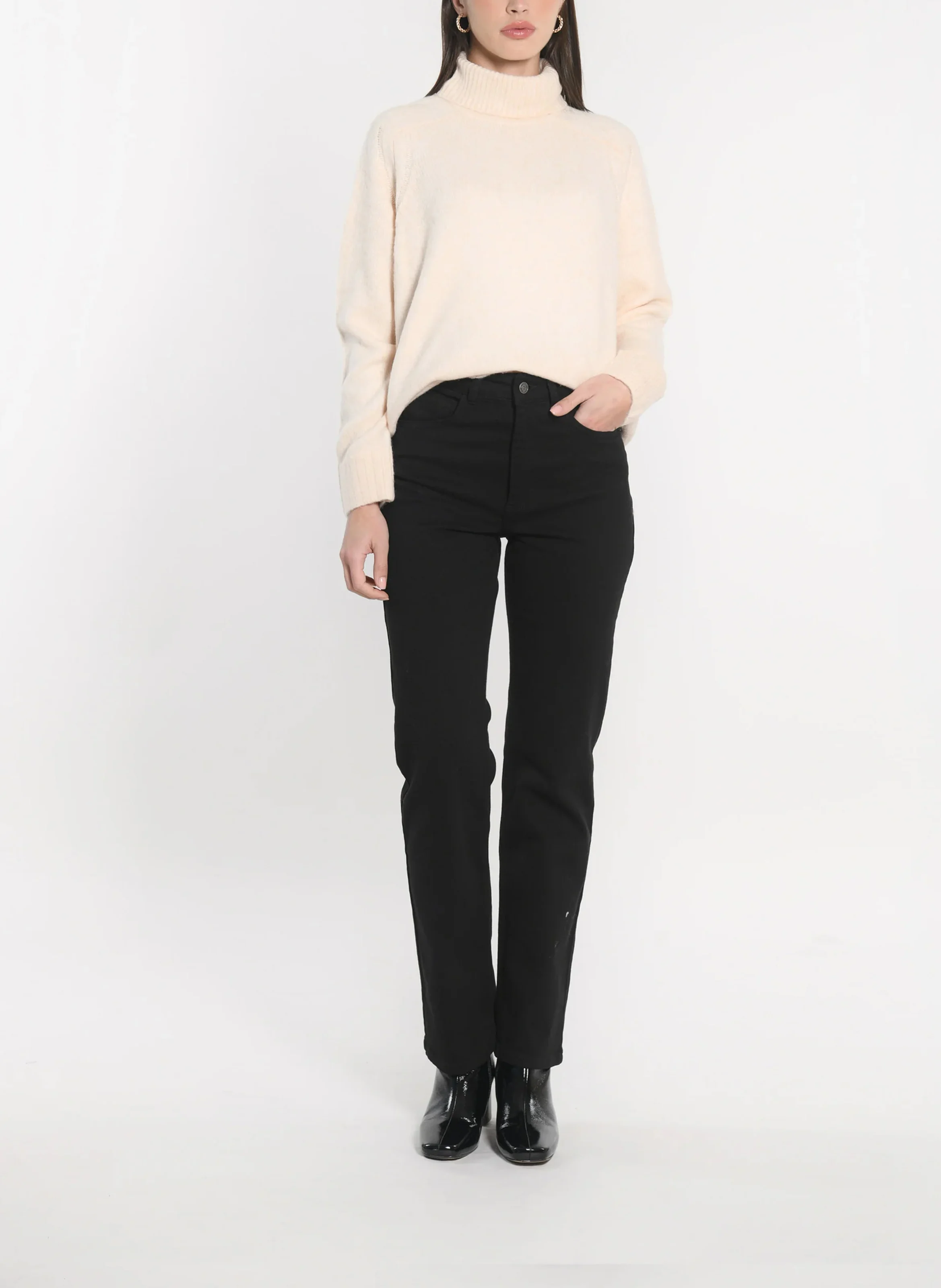 JOANA - Pull ample col roulé| Beige
