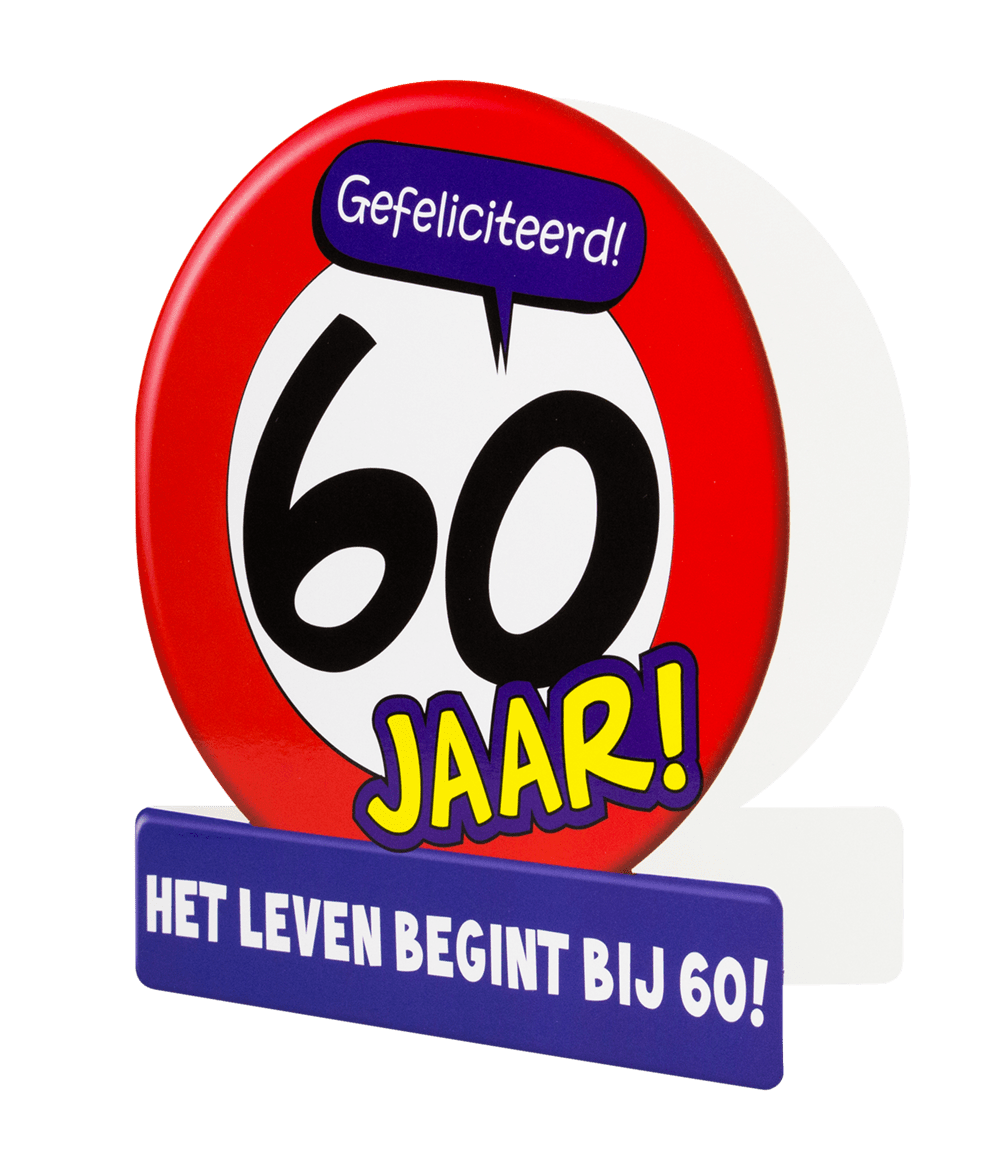 Verjaardagskaart 60 Jaar Verkeersbord 16,5cm