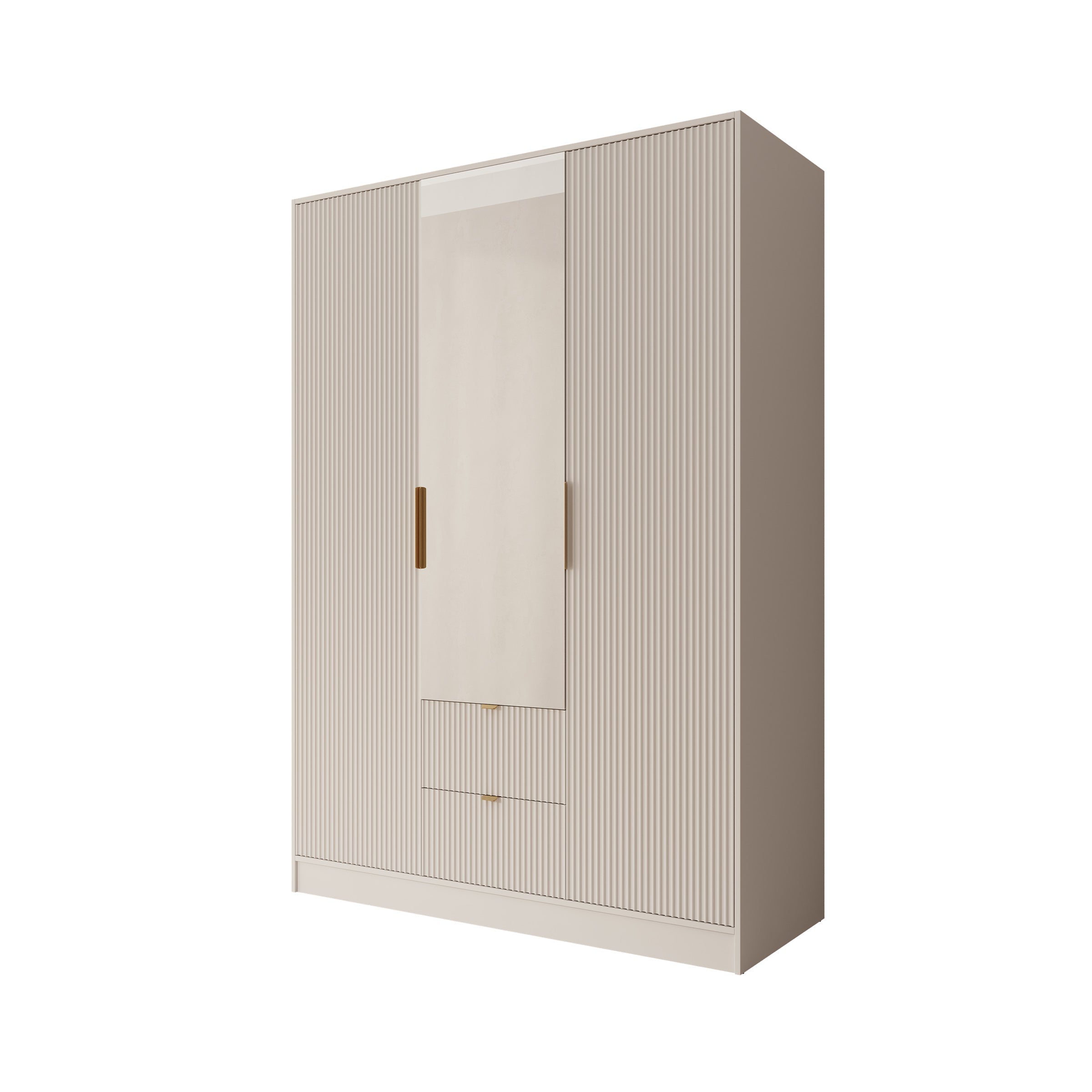 Meubella - Tavares - Kledingkast 3 deurs - Wit - 151x60x216 cm