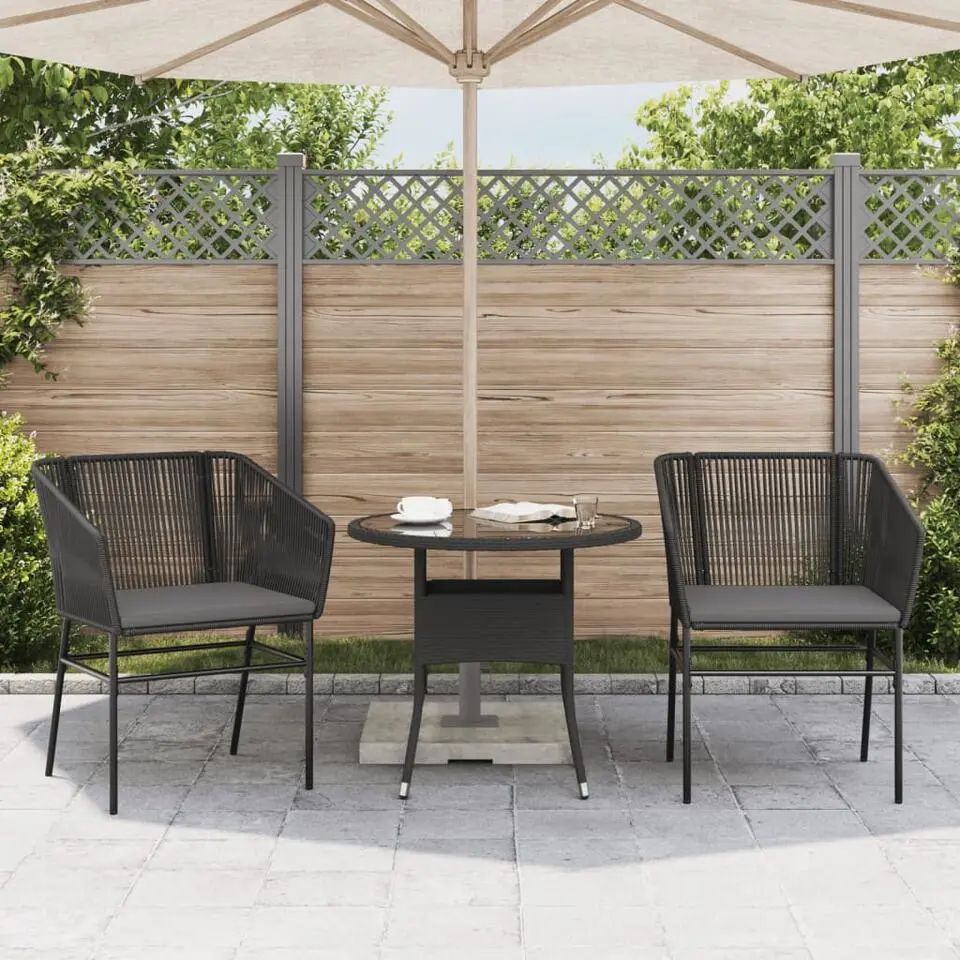 vidaXL - Tuinstoelen - Kussens - Zwart - Poly rattan - 2 stuks