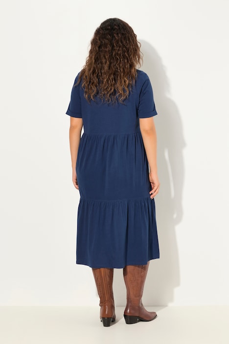 Jersey-Midikleid, A-Linie, Rundhals, Halbarm
