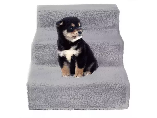 Escalier pour chat rampe, arbre à chats, Escaliers pour Chiens à 3 Marches, avec Housse en Peluche Lavable, pour Animaux de Compagnie