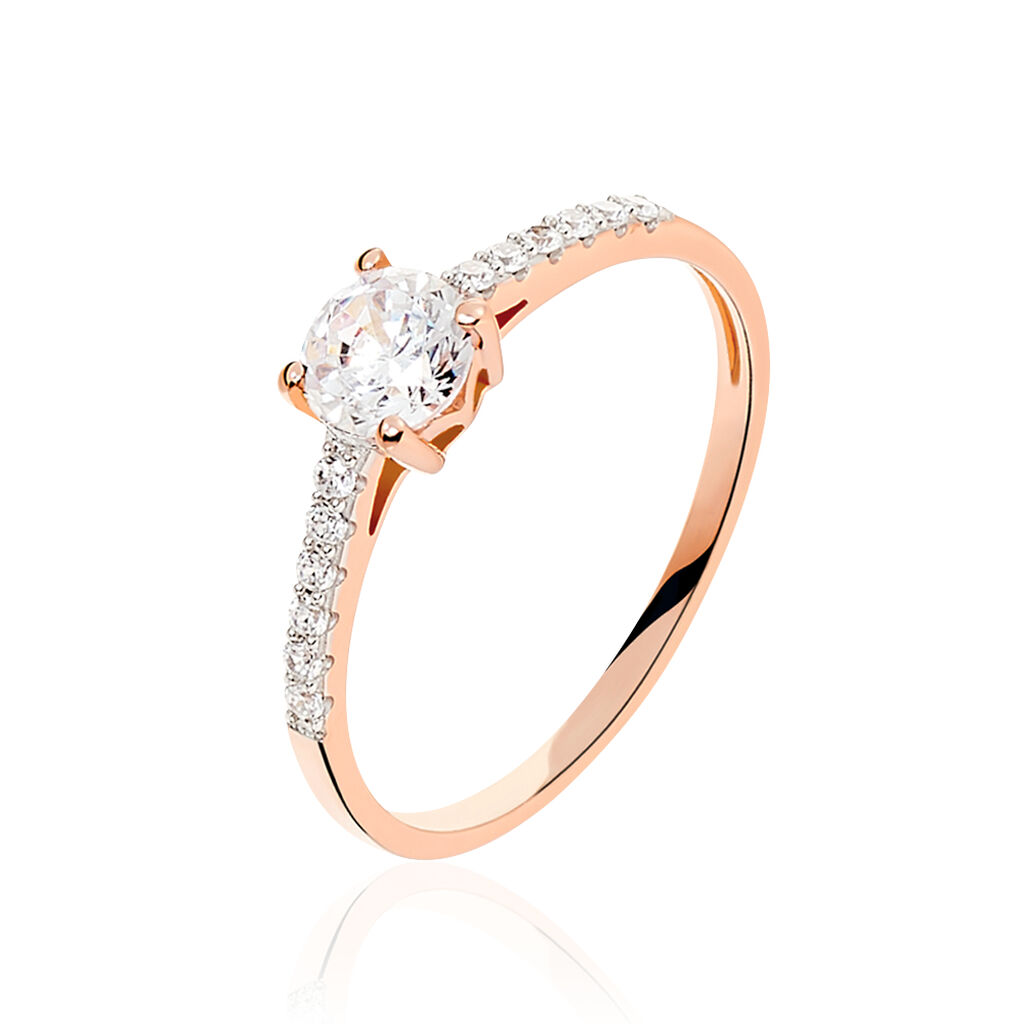 Bague Solitaire Manon Or Rose Oxyde De Zirconium