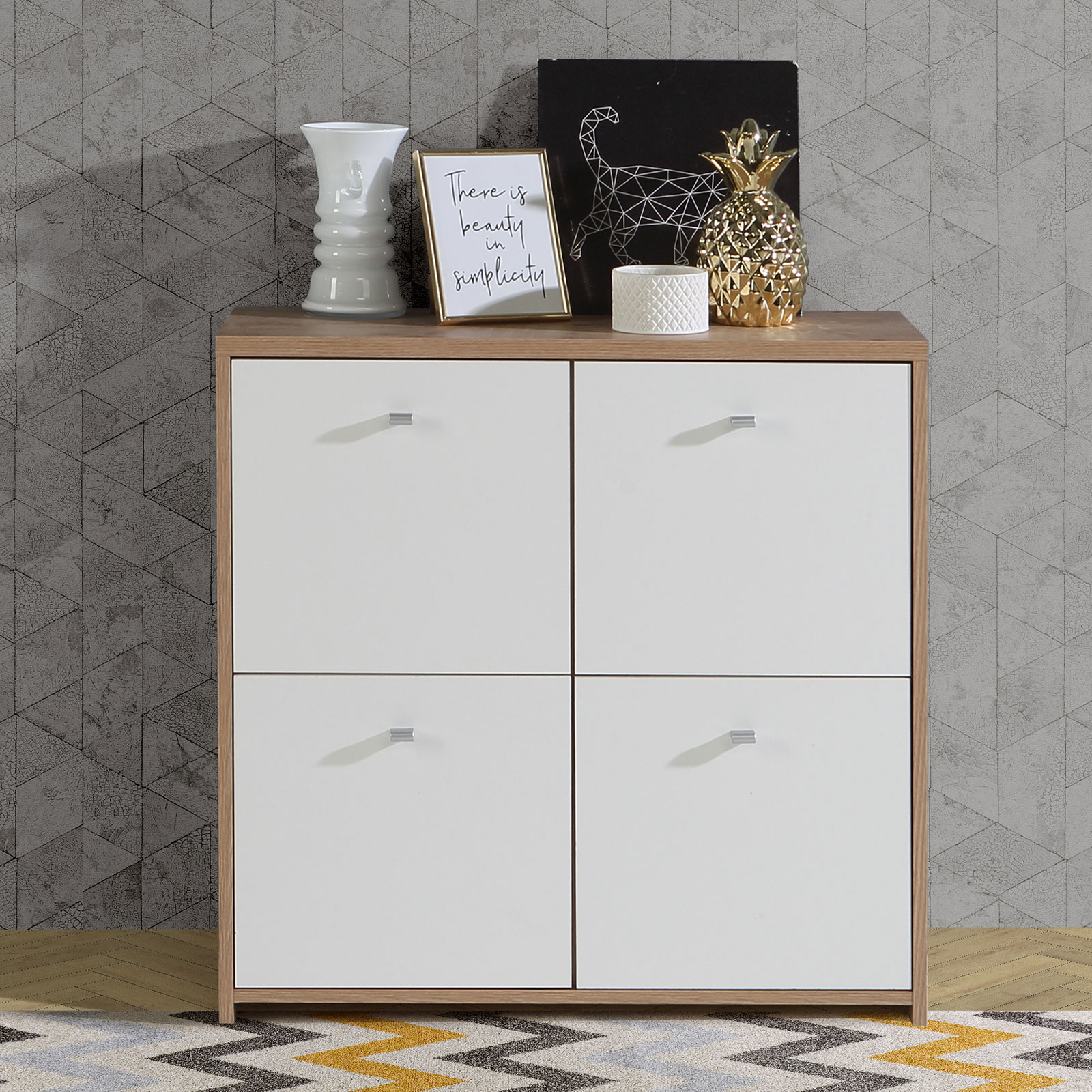Kommode - Artisan Eiche-weiß - 77 cm breit - vier Türen